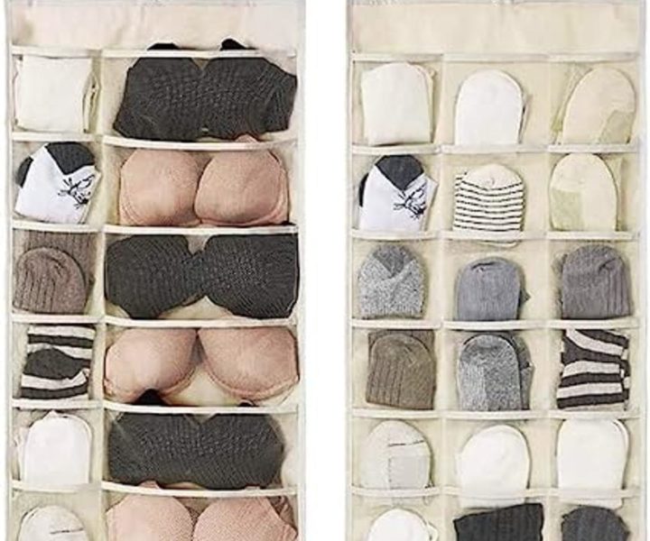 HOM KOM 30 Pocket Hanging Socks Organizer: Streamline Your Inner Garment Storage